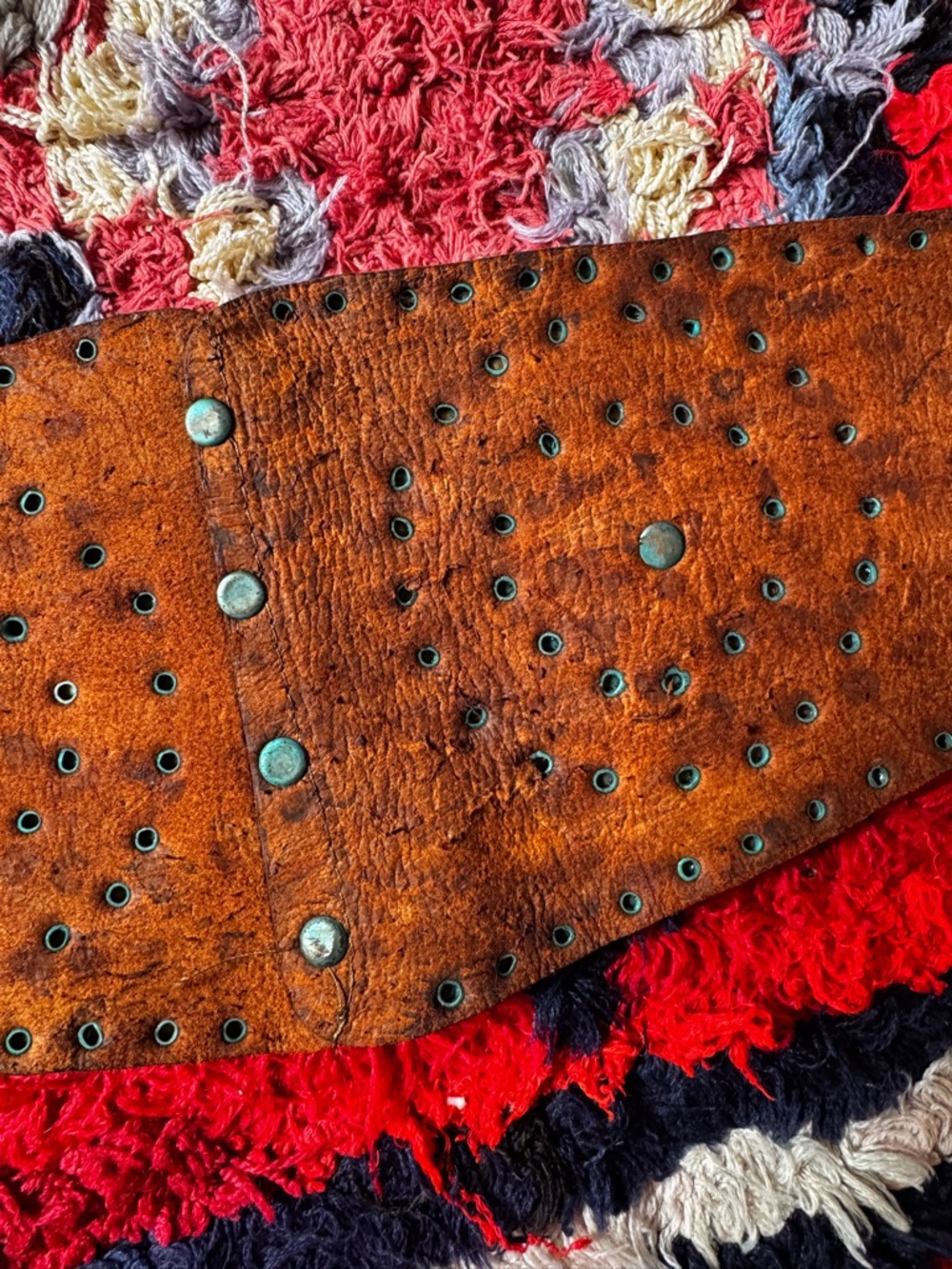 70s Vintage Brown Leather Moroccan Coin Belt Sz M-L - Picture 7 of 7